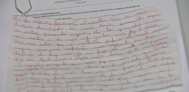 Menina de 12 anos envia carta para PM denunciando agressões do pai: “Eu preferia ele morto”