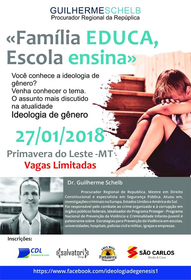 Palestra sobre Ideologia de Gênero será neste sábado (27)