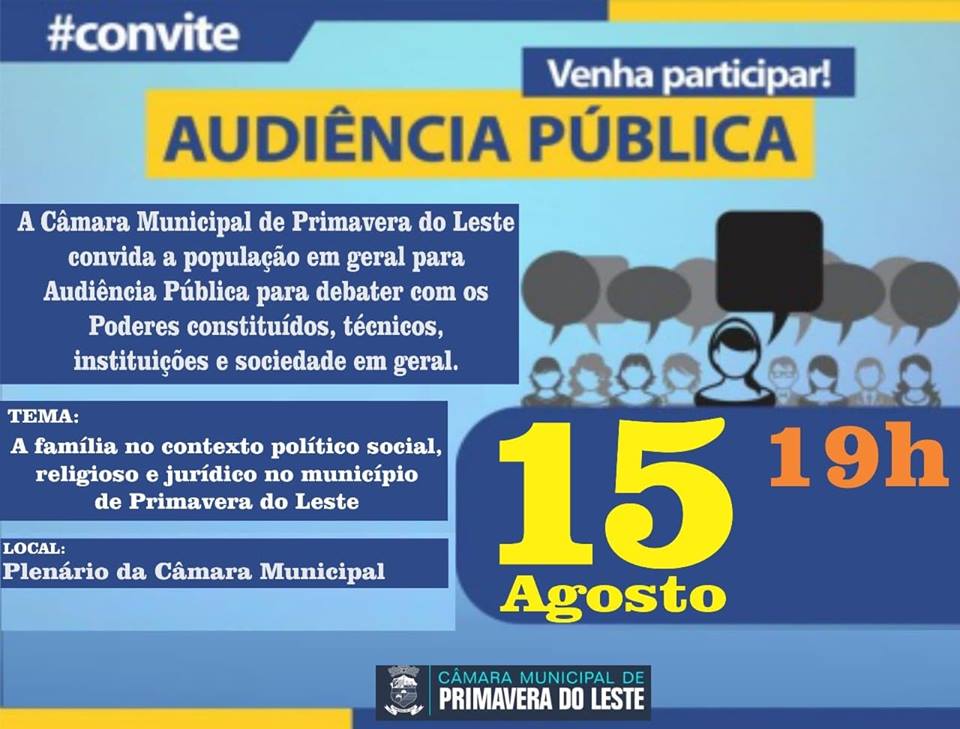 Audiência Pública sobre a Família é realizada nesta quarta (15) na Câmara Municipal