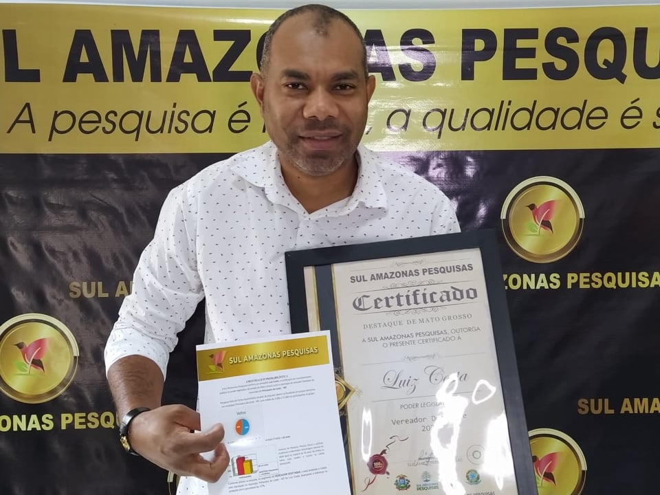 Vereador Luis Costa ganha certificação de reconhecimento como vereador Destaque em Primavera do Leste pela terceira vez