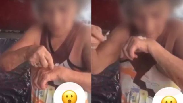 Traficante dá cocaína para idosa cheirar e filma tudo. VEJA VÍDEO