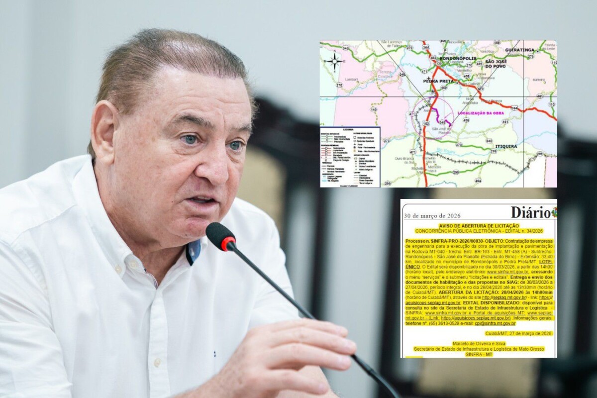 Licitação é publicada e MT-040 terá 33 km de asfalto novo em trecho articulado pelo deputado Nininho